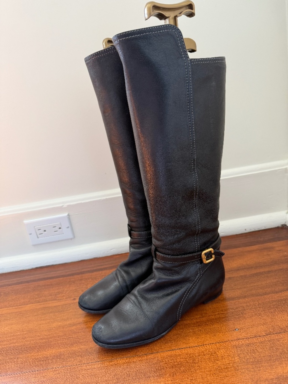 Vintage 2000’s Tall Chloe Black Leather ‘Alabama’ Riding Boots Size 38.5